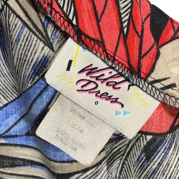 Vintage 80s Jungle Print Short Sleeve Knee Length Dress Small - Picture 4 of 13